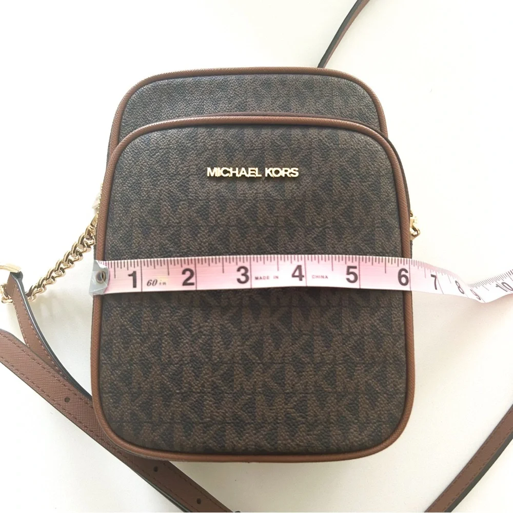Michael Kors Jet Set Travel MK Logo Crossbody Bag Brown NWOT